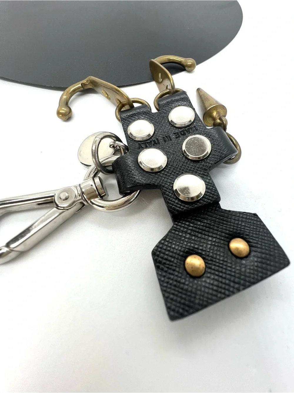 Prada Edward Robot Trick Black Saffiano Leather Keychain Bag Charm